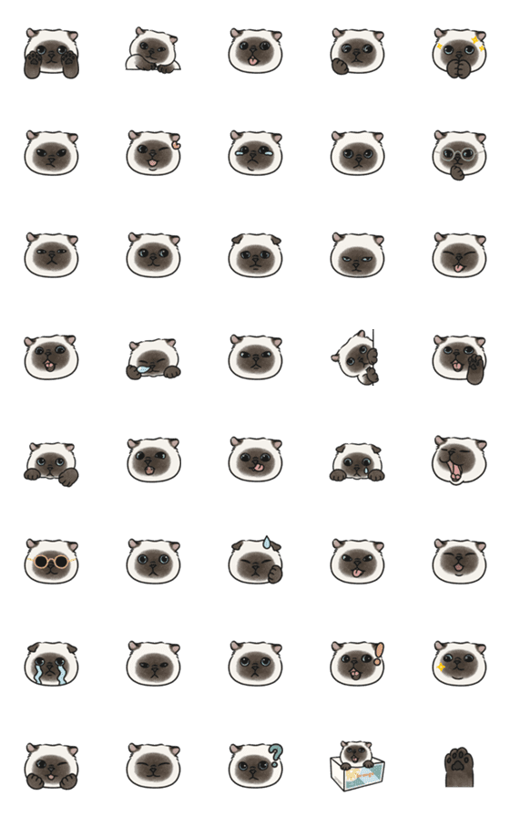 [LINE絵文字]oba cat emoji / siamese catの画像一覧