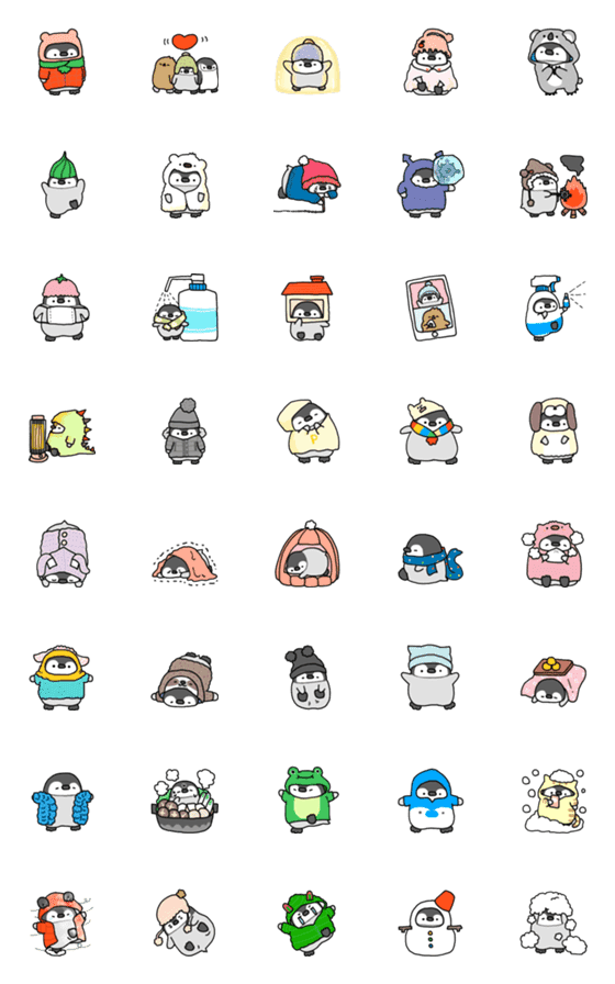 [LINE絵文字]冬もこ☆ペンギンもこもこ絵文字の画像一覧