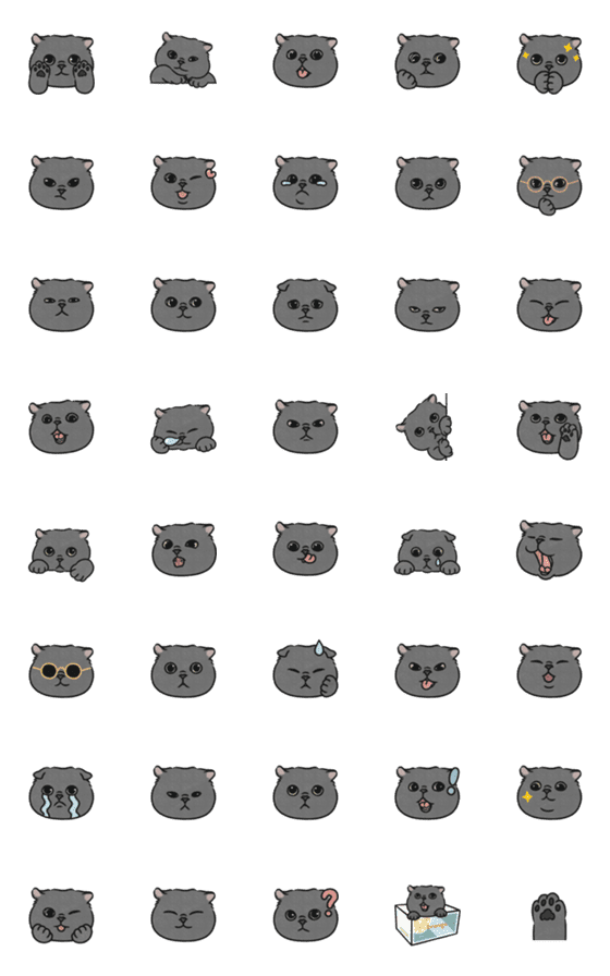 [LINE絵文字]oba cat emoji / blue catの画像一覧