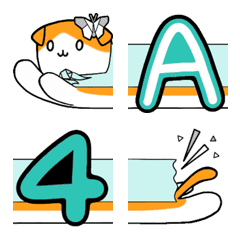 [LINE絵文字] Origami cat - long emoji Alphabet ＆ Numの画像
