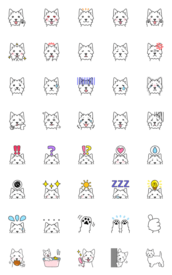 [LINE絵文字]犬種別毎日可愛いウエスティー絵文字の画像一覧