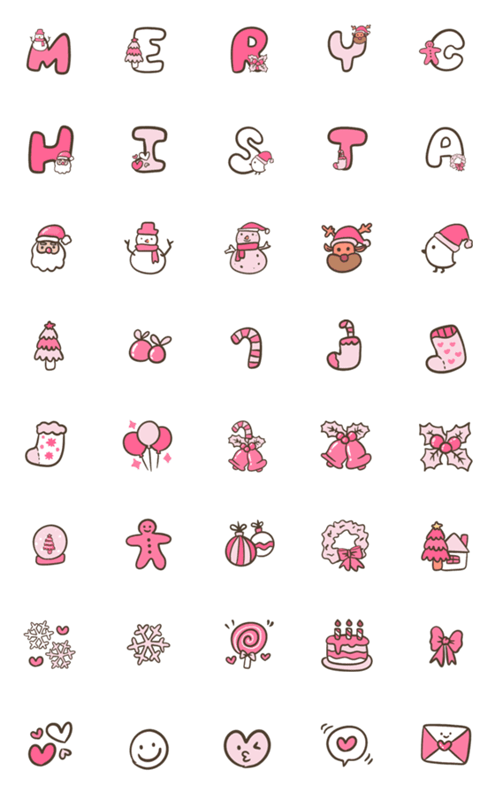 [LINE絵文字]My Christmas 3 pinkの画像一覧