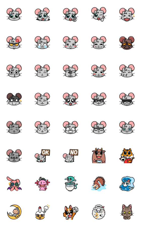 [LINE絵文字]Koma Mouse ＆ 13zodiac emojiの画像一覧