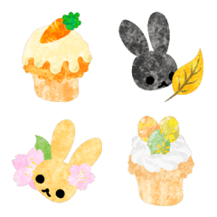 うさぎとにんじんとイースターエッグの絵文字メイン画像