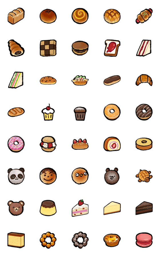 [LINE絵文字]Cute Classic Bakery Items Decorsの画像一覧