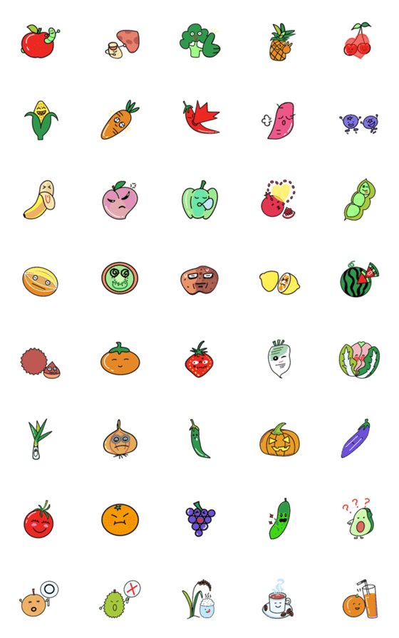 [LINE絵文字]Fruits ＆ Vegetables friendの画像一覧
