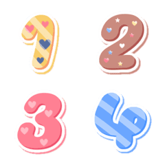 [LINE絵文字] Numbers 0-9, cute and sweet colorsv.1の画像