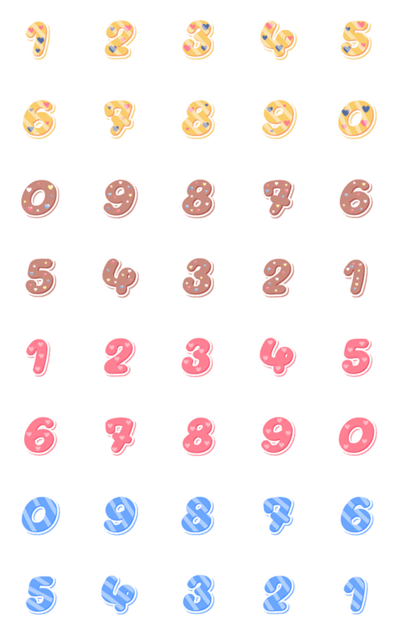 [LINE絵文字]Numbers 0-9, cute and sweet colorsv.1の画像一覧