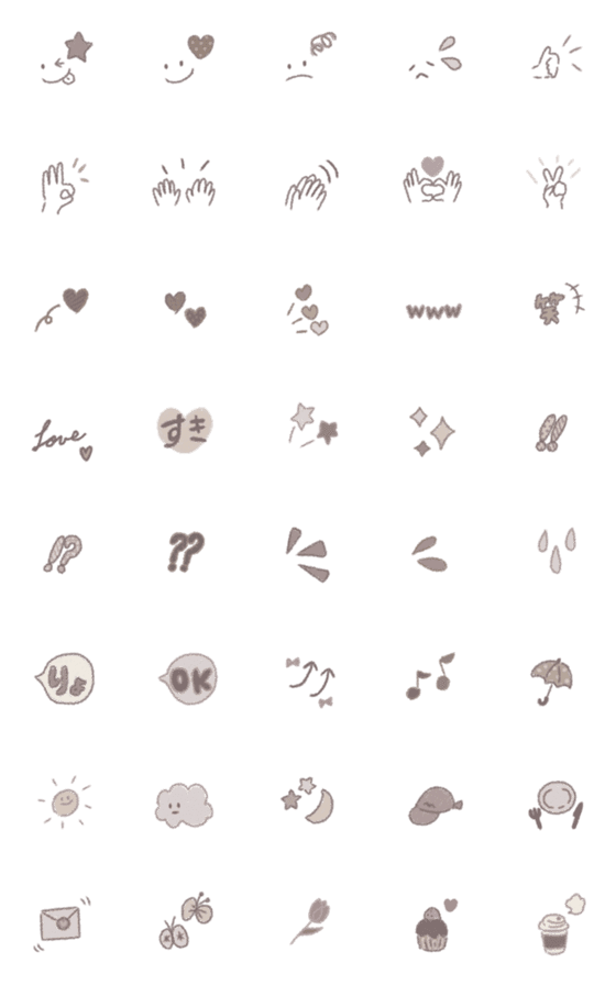 [LINE絵文字]シンプルなクレヨン絵文字 もかの画像一覧