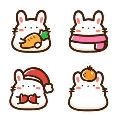 [LINE絵文字] シンプルかわいい冬のもちうさぎの画像