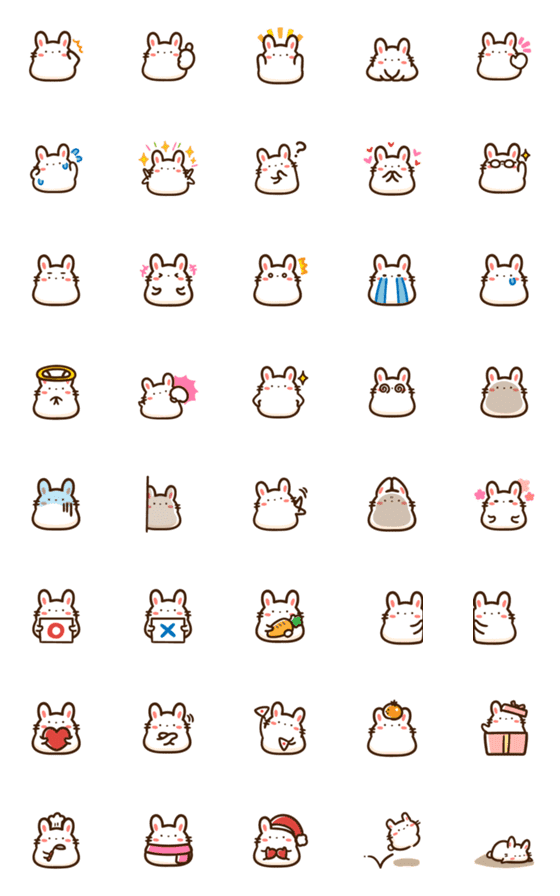 [LINE絵文字]シンプルかわいい冬のもちうさぎの画像一覧