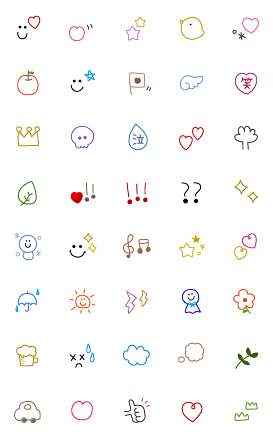 [LINE絵文字]ぷっくり線画絵文字☆彡の画像一覧
