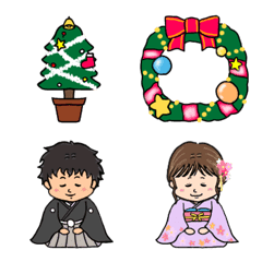 [LINE絵文字] クリスマス＆お正月 MIX 冬絵文字の画像