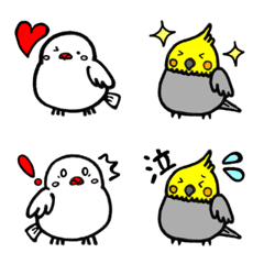 [LINE絵文字] オカメインコと白文鳥 シンプルバージョンの画像