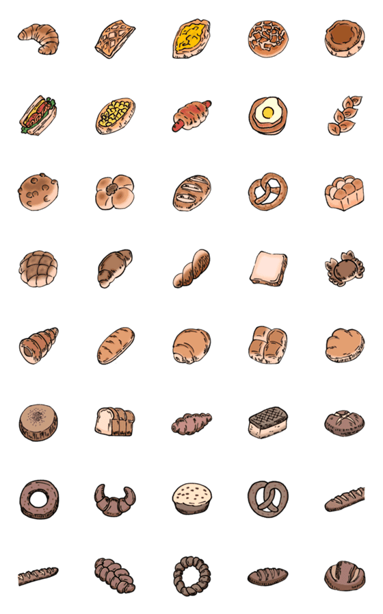 [LINE絵文字]Emoji bread bakeryの画像一覧