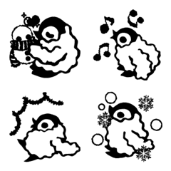 [LINE絵文字] キョトンな赤ちゃんペンギンモノクロ絵文字の画像