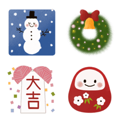 優しい年末年始＆クリスマスの絵文字メイン画像