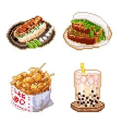 [LINE絵文字] Taiwanese Night Market Snacks(pixel art)の画像