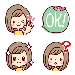 [LINE絵文字] ボブヘアの娘の動く絵文字1の画像