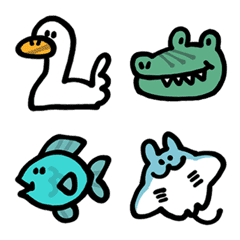 [LINE絵文字] eeMOJI 動物2＆水中生物1の画像