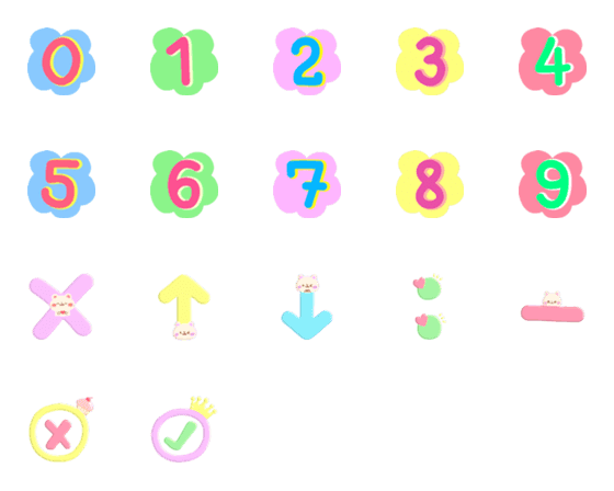 [LINE絵文字]Cute number emoji v.2の画像一覧