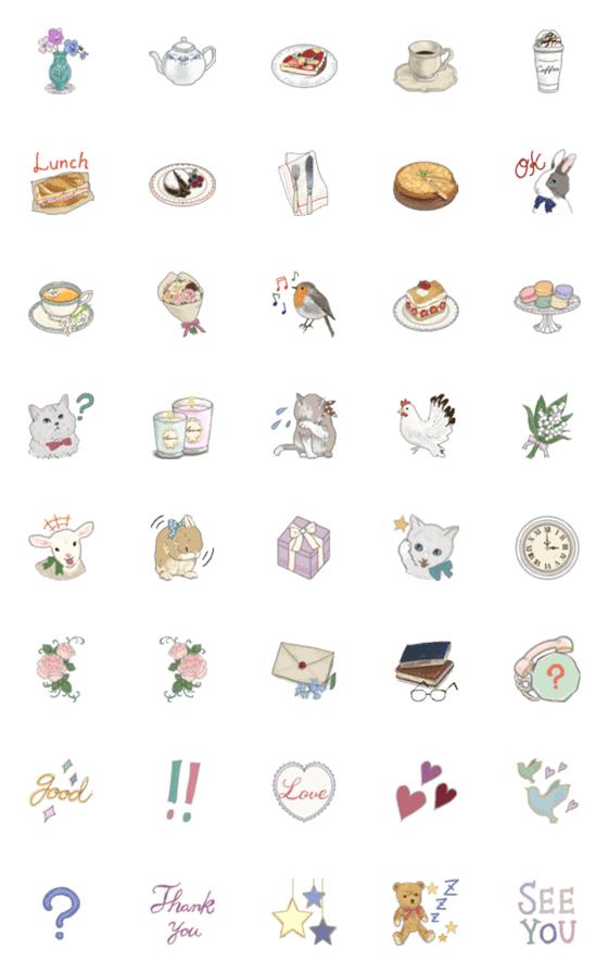 [LINE絵文字]カフェと雑貨と花と猫達♡ 修正版の画像一覧