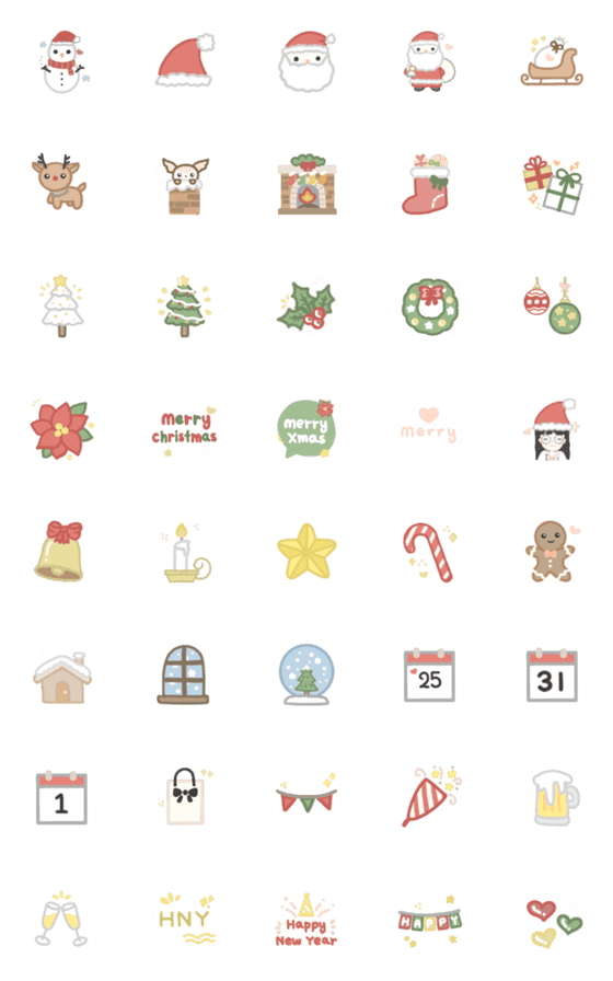 [LINE絵文字]Christmas New Year Emoji Cuteの画像一覧