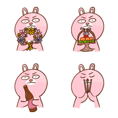 [LINE絵文字] pink rabbit and her friendsの画像