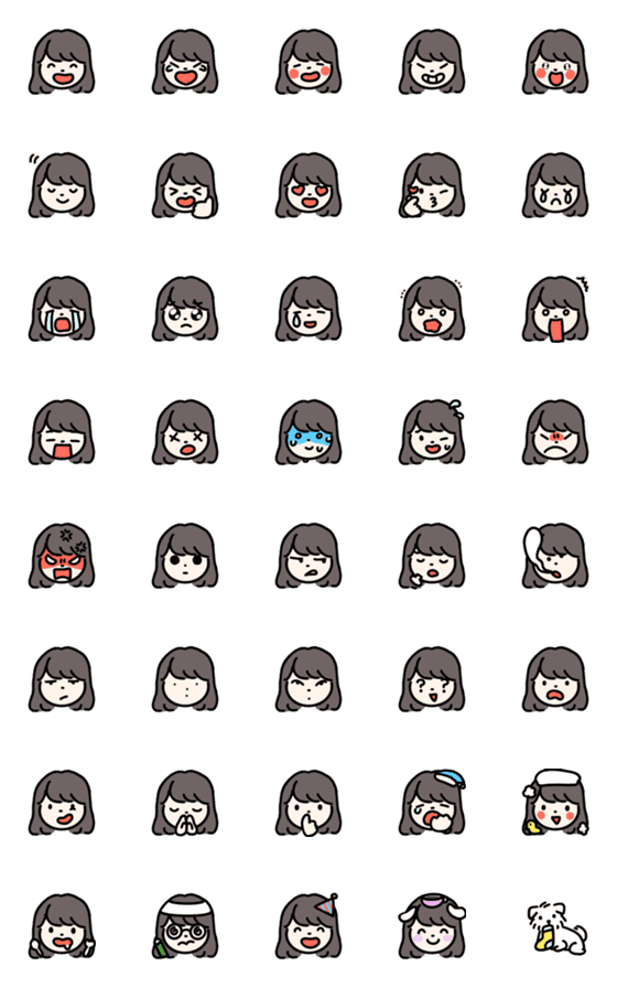 [LINE絵文字]女の子 ボブヘアの画像一覧
