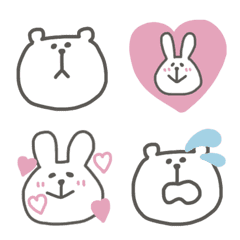 白いくまとうさぎの絵文字メイン画像
