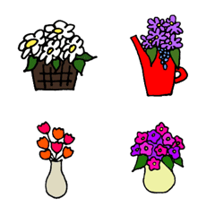[LINE絵文字] 毎日の文章に彩りを♡カラフルな花と器①の画像