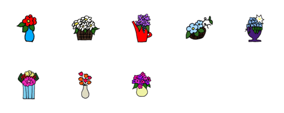 [LINE絵文字]毎日の文章に彩りを♡カラフルな花と器①の画像一覧