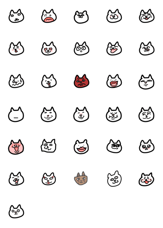 [LINE絵文字]わかりやすくてしろいねこの画像一覧