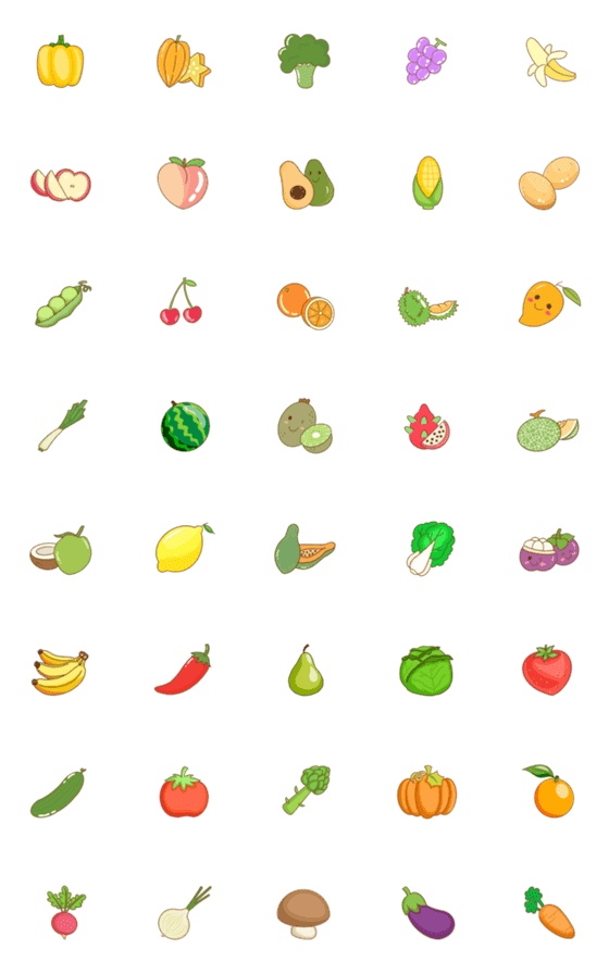 [LINE絵文字]Fruits Vegetablesの画像一覧