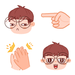 [LINE絵文字] Glasses Boy and Hands Emojiの画像