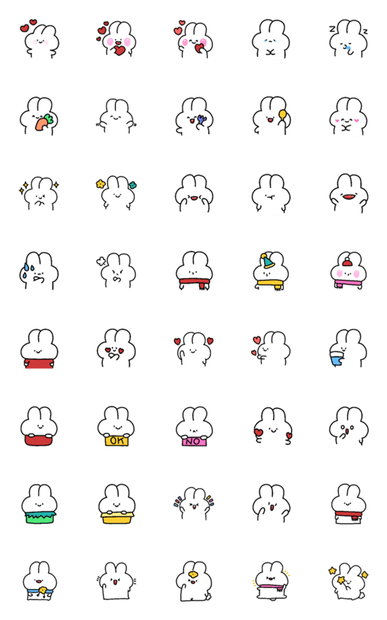 [LINE絵文字]Rabbit cute emoji *の画像一覧