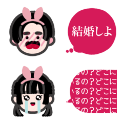 [LINE絵文字] ふとまゆ！つながるバニーちゃん(ピンク)の画像