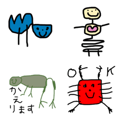 [LINE絵文字] 子どもの手描きシュール絵文字の画像