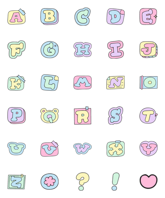 [LINE絵文字]A-Z cute letters v.1の画像一覧