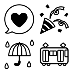 [LINE絵文字] 毎日使える♡基本のモノクロ線画絵文字の画像