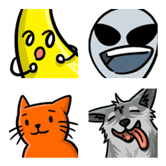 [LINE絵文字] Curious Banana and his happy friendsの画像