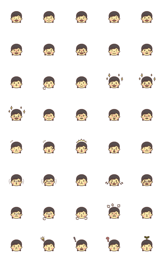 [LINE絵文字]後ろ髪長い男の子 表情絵文字の画像一覧