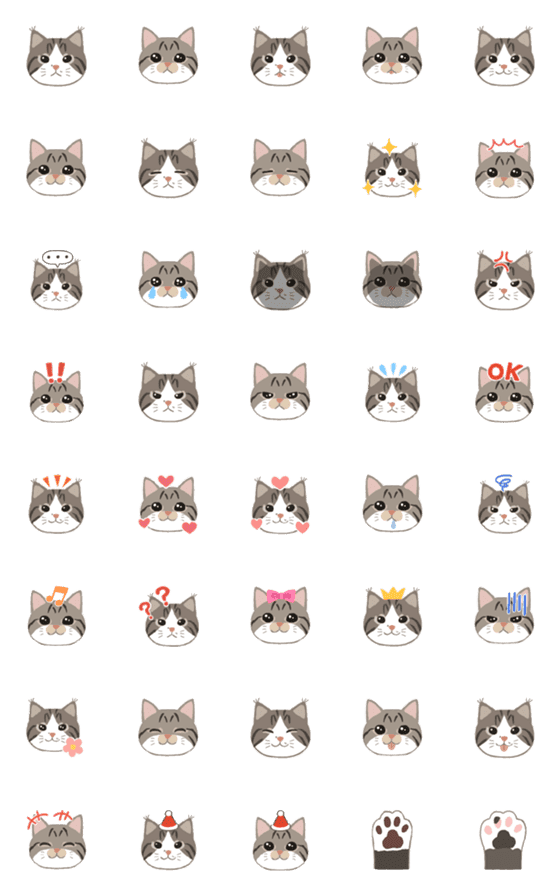 [LINE絵文字]キジトラ白のねこ絵文字の画像一覧