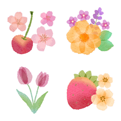 [LINE絵文字] ♡fleurs et fruits♡花と果物の絵文字の画像