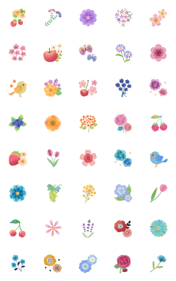 [LINE絵文字]♡fleurs et fruits♡花と果物の絵文字の画像一覧