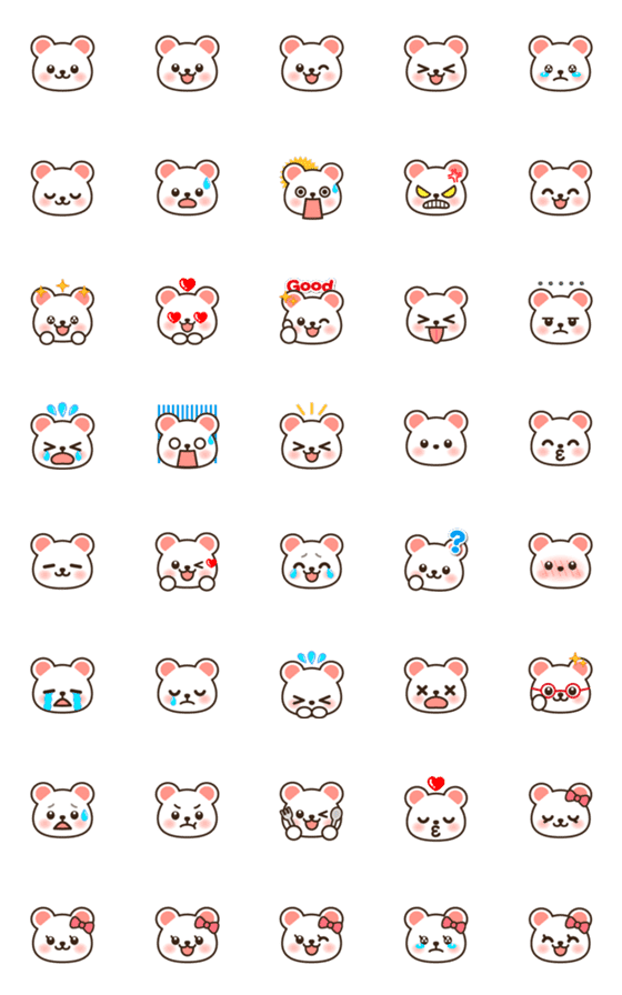 [LINE絵文字]cute polar bear face emojiの画像一覧