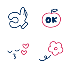 [LINE絵文字] シンプル○ネイビー×ピンク絵文字の画像