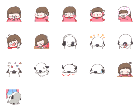 [LINE絵文字]Red Cloak and Little Steamed Bun emoji 2の画像一覧