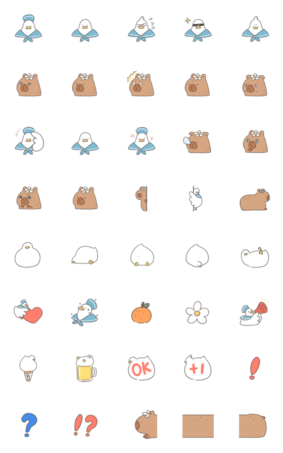 [LINE絵文字]Capybara ＆ Ducks: Face to Faceの画像一覧
