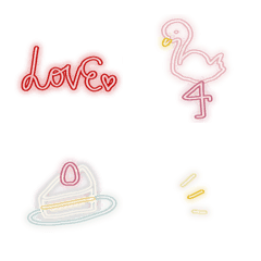 [LINE絵文字] 手書き文字の絵文字～ネオン風2の画像